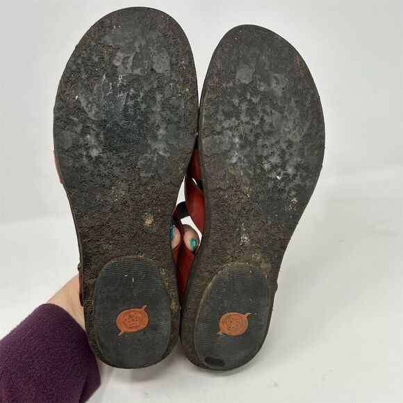 Born Women's Red Leather Slingback Fisherman Sandals Size 10 Summer Casual - Picture 11 of 13